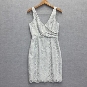 J.Crew Gray‎ Lace Sheath Dress Sleeveless V Neck Knee Length Classic 2